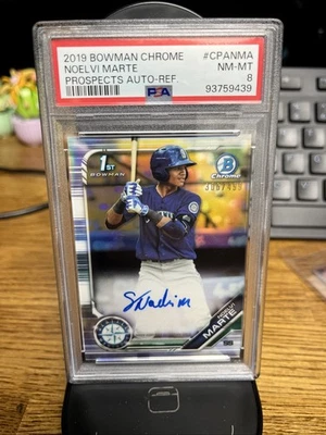 2019 Bowman Chrome Prospects Auto Refractor Noelvi Marte /499 PSA 9 Rookie RC - Image 1 of 2