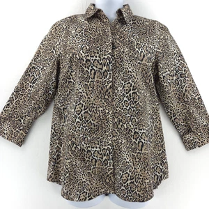 Chico's bügelfreies Hemd Gr. 1,5 Knopfleiste Leopardenmuster 3/4 Arm Animal Kragen - Bild 1 von 22