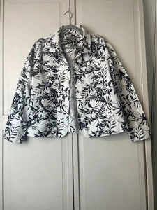 Croft & Barrow Damen Jacke X-Large schwarz weiß Blumen Langarm Knöpfe - Bild 1 von 14