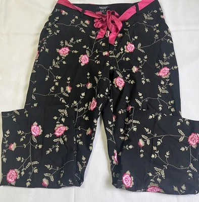 Usado en Excelente Condición Karen Kane 8 Estilo de Vida Negro/Rosa Flor Bordado Tobillo Artístico Divertido Funky Foto 1 de 4