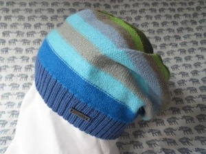 cappello prAna donna taglia unica slouch maglia berretto blu cielo/verde righe - Foto 1 di 5