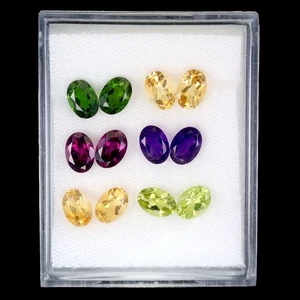 Oval Peridot Amethyst Chrome Diopside Citrine Garnet 12pcs 9.85ct 7x5mm Gemstone - Picture 1 of 14