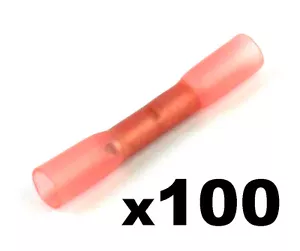 100x Heat Shrink Butt Connectors Red, Electrical Terminals - Picture 1 of 1