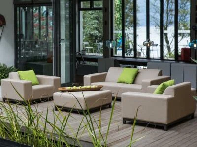 NEU Designer Lounge Gartenmöbel Sofa Sitzgruppe Couch beige Terrasse Wohnzimmer - Bild 1 von 4