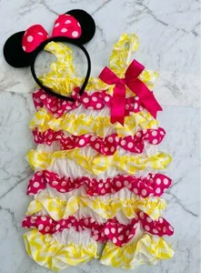 Baby Girl 1st Birthday Outfit Minnie mouse Ruffle Jumpsuit cake smash photoshoot - Picture 1 of 2