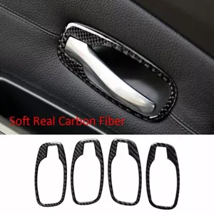 4pcs Carbon Fiber Interior Door Handle Bowl Trim For BMW 5 Series E60 2006-2010 - Picture 1 of 8