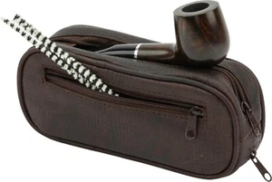 PFEIFENTASCHE - LEDER - BRAUN - VORTASCHE - FÜR 2 PFEIFEN - SNAKE PRINT - NEU - Bild 1 von 3