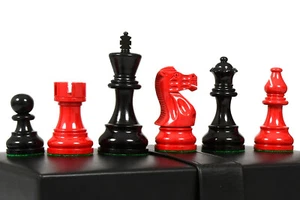 3.8" Smokey Staunton Series Painted Chess Pieces - Painted Box Wood - Picture 1 of 12