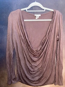 Kokoon M NWT Limited Designer Top Draped Neck Stretch Brown Pink 🧡 - Picture 1 of 9