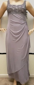 Alex Evenings Womens Plus Formal Bridesma Dress 2 Pc Gray Glitter Draped Gown 16 - Picture 1 of 10