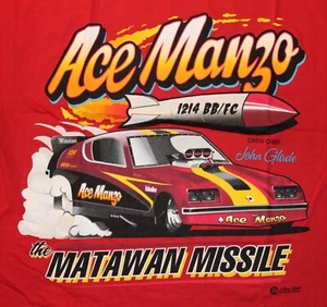 FRANK "The Ace" MANZO Matawan Missile Funny Car T-shirt Red Large NHRA Racing - Picture 1 of 2