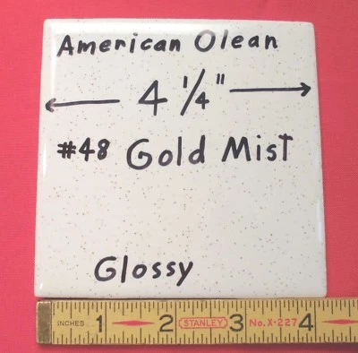1 pc. Gold Mist-Dust: Ceramic Tile #48 by American Olean 4-1/4" Glossy Speckled - Image 1 of 4