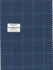 Blue Suiting Fabric Windowpane Check  Best For Suit Pants 5 Yard Fabric - Picture 1 of 2