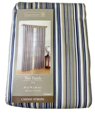 2 панели темно-синий Chino полоски 80 «x 84» Walmart дома тенденции шторы оконный чехол - Изображение 1 из 3