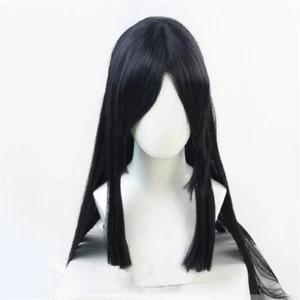 Demon Slayer Nakime Cosplay Wigs Black Long Straight Hair Wig Patch Halloween - Picture 1 of 5