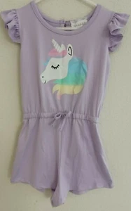 Kids btween 1 piece purple jumper shorts with unicorn size 4-5 - Picture 1 of 9