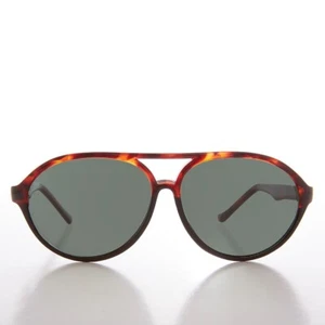 Tortoise Curved Aviator Sunglass with Glass Lens - Swenson - Picture 1 of 3