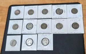 1942-1945 P-D-S War Nickels 13 Coins (11 Silver, 2 Non Silver War) - Picture 1 of 2
