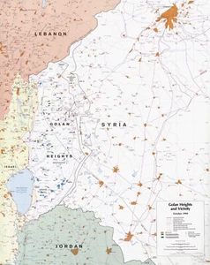 Mappa CIA 1994 Alture e dintorni del Golan - Israele Siria Libano Giordania politica - Foto 1 di 5