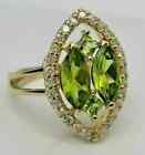 1.32ct Marquise Simulated Peridot Women's Engagement Ring 14k Yellow Gold Plated