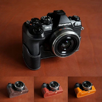 Real Leather Half Camera Case Bag Cover for Olympus OM-D E-M1 Mark II III - image 1 of 4
