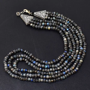 Untreated 393 Cts Earth Mined 3 Strand Labradorite Beads Necklace JK 10E295 - Picture 1 of 5