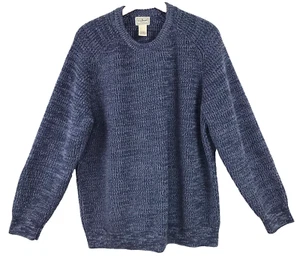 LL Bean Pullover Herren XL Blau Grobstrick Baumwolle Langarm Rundhals Fischer - Bild 1 von 4