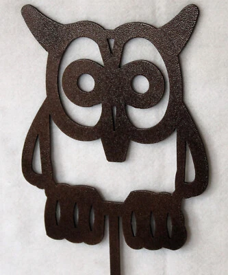 OWL Bird Yard Garden Stake Plasma Cut Metal Art Ornamental Flower Bed Decor - Image 1 of 3
