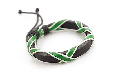 Genuine Leather Handmade Bracelet Men's Unisex Braided Wrap Tribal H171 - Imagem 1 de 4