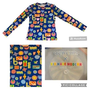 Crewcuts Swim Shirt Rashguard Kid Made Modern Size 12-Longsleeved-Surf-Blue Red - Picture 1 of 9