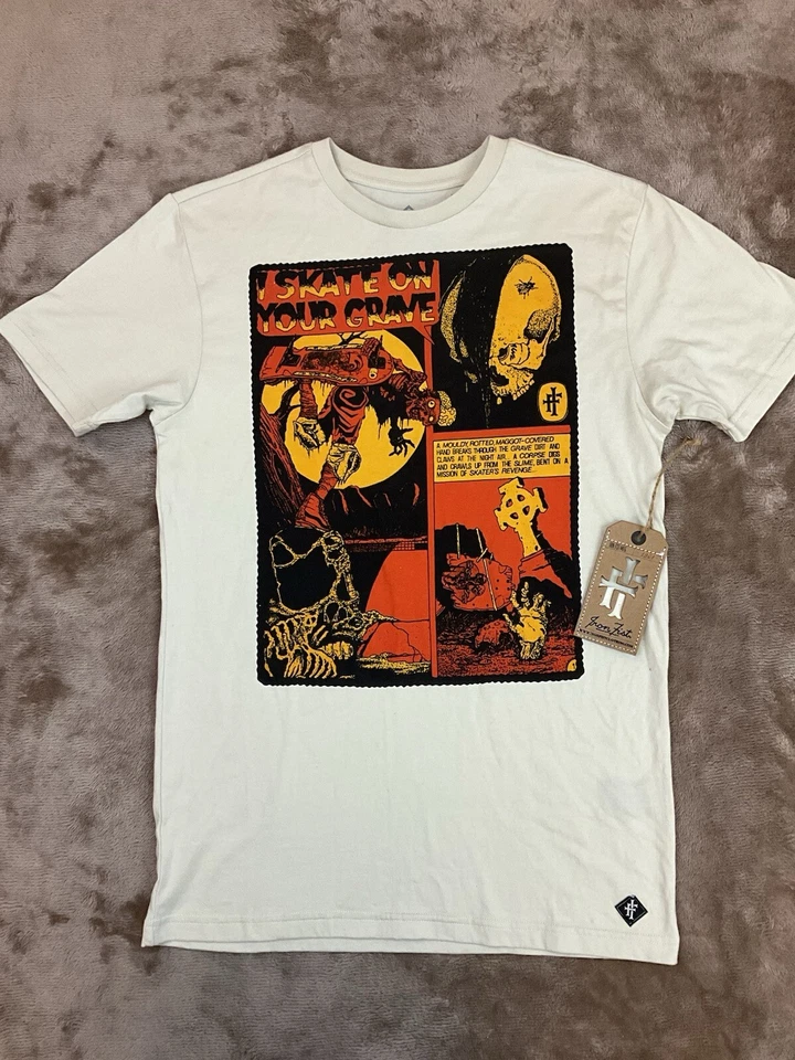 Iron Fist Large Print T-shirt Men’s Medium Cream Short Sleee Top Graphic Print - Image 1 of 4