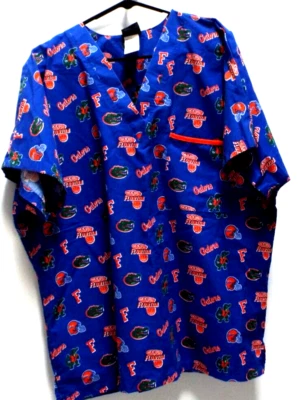 Dudz Florida Gatars Football Scrub Top Pockets Unisex Size L EUC - Image 1 of 4
