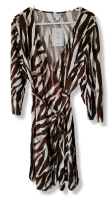 Vestido Lularoe Zebra 3XL Michelle Envolvente Estampado Animal Blanco Marrón Rayas 3X ¡Nuevo! Foto 1 de 4