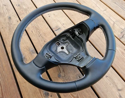 02-06 NEU LEDER Lenkrad Fiat Ducato Peugeot Boxer Jumper Hymer WEISS - Bild 1 von 4