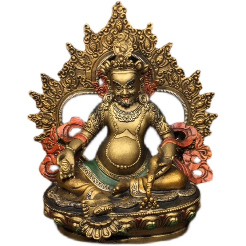 Cobre puro pintado amarillo dios de la riqueza para imitar al antiguo Buda de bronce Foto 1 de 4