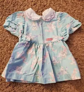 Abito vintage Osh Kosh bambina 12 mesi come nuovo blu coniglietto fiocco tutto USA Pasqua - Foto 1 di 4