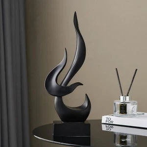 Black Flame Statue Decor for Living Room, Modern Minimalist Statue Shelf Deco... - Picture 1 of 7