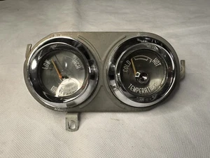52-55 Desoto Firedome Powerflight Temperature And Oil Pressure Dash Gauge Chrome - Picture 1 of 3
