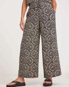 JD WILLIAMS DAMEN MONO PRINT CRINKLE GERAFFTE TAILLE WEITES BEIN HOSE NEU (560) - Bild 1 von 5