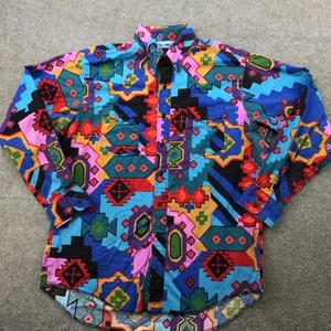 Vintage Wrangler Shirt Mens XL Multicolor Western Aztec Geometric Button 90s - Picture 1 of 10