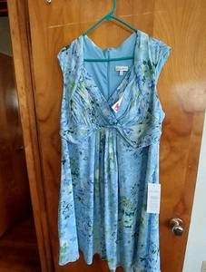 New Plus Size 18 Fashion Bug Blue Zip Up Floral Summer/spring Dress - Picture 1 of 6