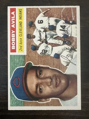 Tarjeta de béisbol 1956 Topps Bobby Avila Cleveland Indians parte posterior gris #132 casi nueva+ Foto 1 de 2