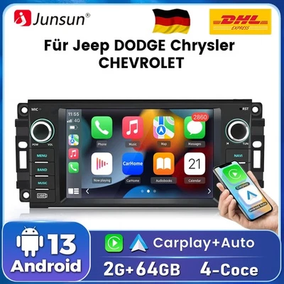 64G Android 13 Carplay Autoradio Für Jeep CHEVROLET DODGE GPS Navi WIFI SWC DAB+ - Bild 1 von 4