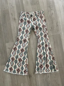 Rock & Roll Denim Jeans Girls Size 10 Bell Bottom Aztec Print - Picture 1 of 7