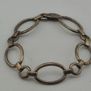 Wells 925 Sterlingsilber ovales Gliederarmband 7 Zoll Vintage klassischer Faltverschluss - Bild 1 von 6