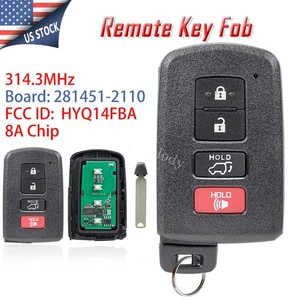 for Toyota Highlander 2014-219 Keyless Entry Remote Key Fob 281451-2110 HYQ14FBA - Picture 1 of 9