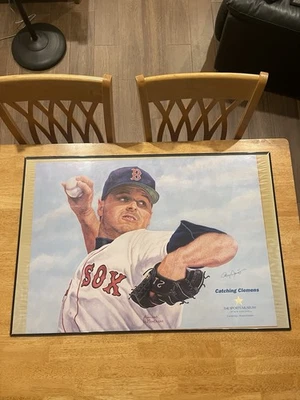 Roger Clemens Poster Catching Clemens 36 x 26 The Sports Museum Of New England - Image 1 of 4