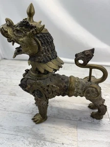 "Estatua de perro león Foo Fu de bronce de colección 12"" escultura de guardián oriental" - Imagen 1 de 12
