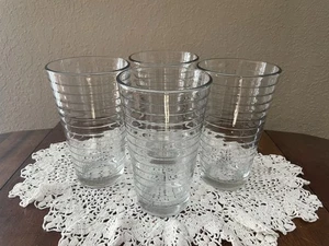 4 Vintage Libbey HOOPS Crisa Klar Becher Gläser Horizontale Ringe Gerippt 6" T - Bild 1 von 6