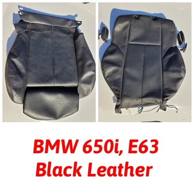 Cubierta de asiento deportiva genuina BMW E63 650i cuero negro revestimiento de tapicería OEM  Foto 1 de 4